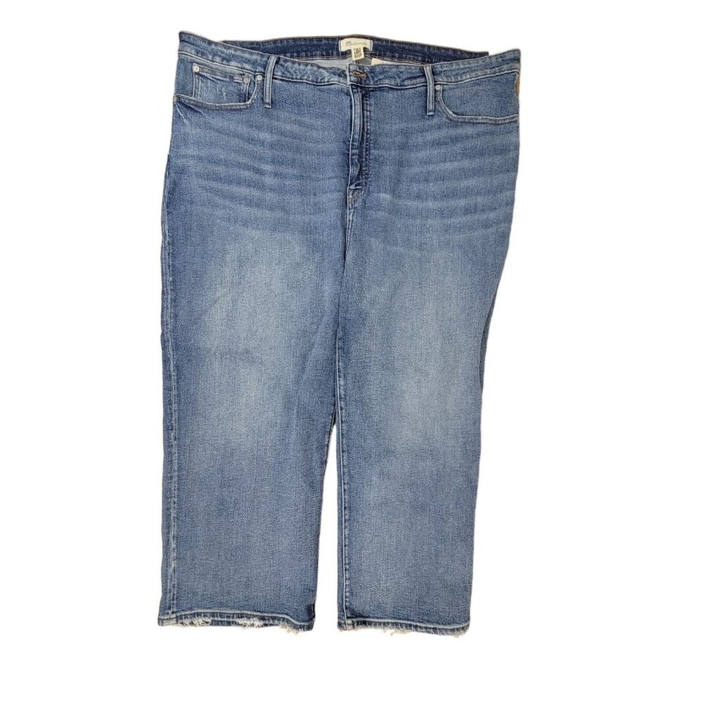 Madewell Plus Size Slim Wide-Leg Crop Jeans in Reggie Wash Size Plus 37 Blue